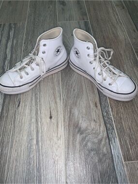 Converse White High-Top Kids Sneakers with Black Trim
